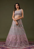 Fashion Cave Pink Threadwork Net Readymade Lehenga