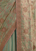 Fashion Cave Pista Green Threadwork Raw Silk Saree