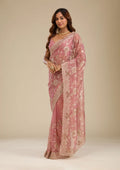 Fashion Cave Pink Zariwork Tissue Saree