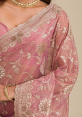 Fashion Cave Pink Zariwork Tissue Saree