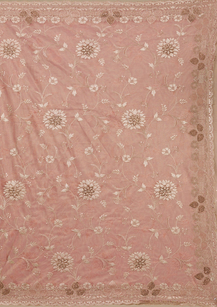Fashion Cave Pink Zariwork Tissue Saree