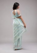 Fashion Cave Sky Blue Sequins Net Saree
