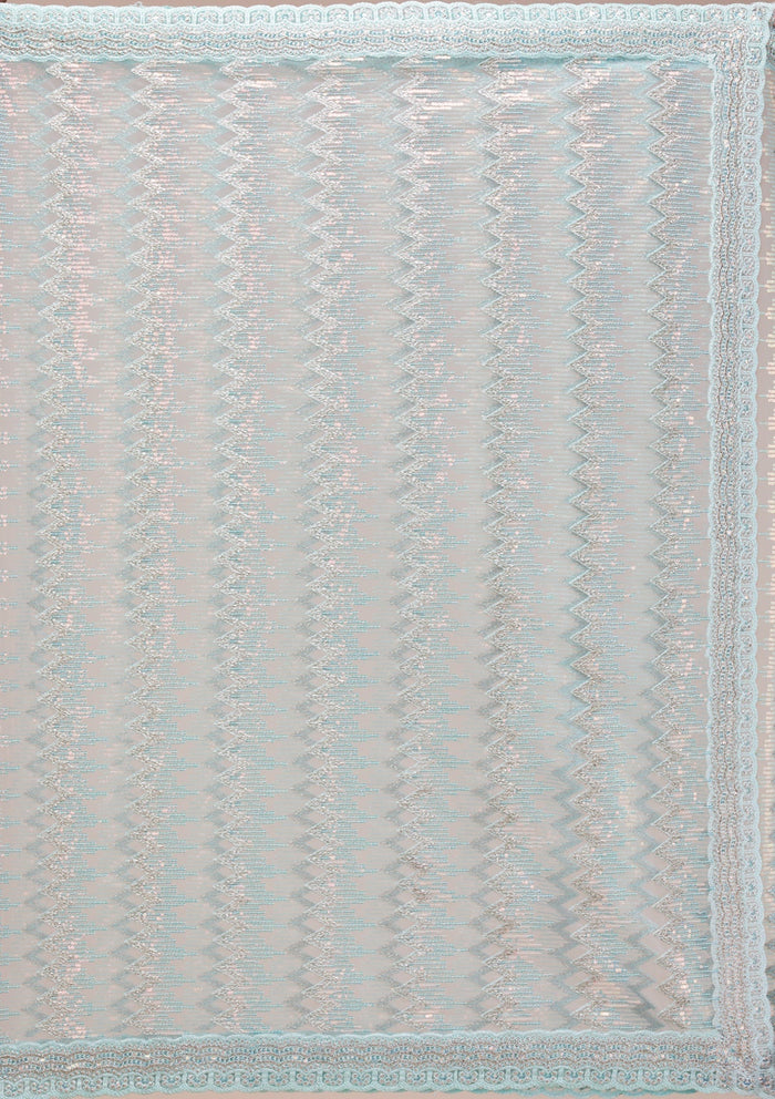 Fashion Cave Sky Blue Sequins Net Saree