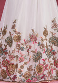 Fashion Cave White Threadwork Georgette Readymade Lehenga