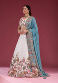 Fashion Cave White Threadwork Georgette Readymade Lehenga