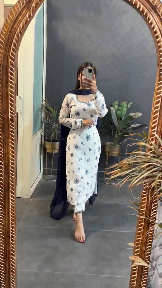 Fashion Cave Ready To Wear Full Sleeves Kurta and Pant Set with Dupatta