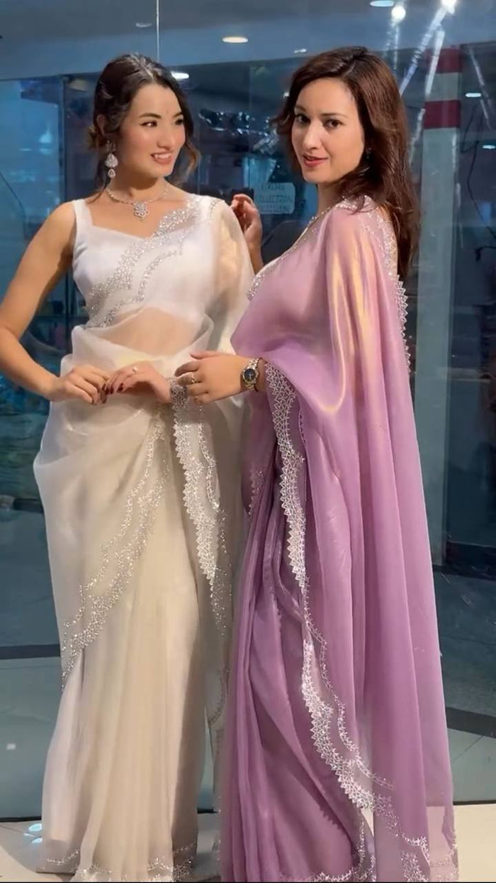 Women's Designer Party Wear Rich Tissue Tweel Net Saree