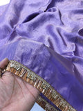 Lavish Lavender Color Fendi Silk With Embroidery Lace Broder and Blouse