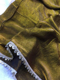 Mehndi Color Fendi Silk Shining Saree With Fancy Lace Broder and Blouse