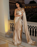 Beautiful Pure satin silk With Embroidery Lace and Real Mirror Blouse