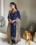 Beautiful Sequence Embroidery Fox Georgette Salwar Suit Ready To wear