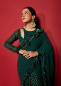 Opal Green Pre-Draped Frilled Design Saree