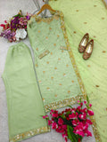 Zimmy-Chu Silk Top-Plazzo and Dupatta Set Fully Stitched  Ready To Wear