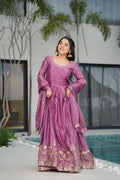 Tamato Color Chinon Silk Sequins Embroidered Gown Ready to Wear