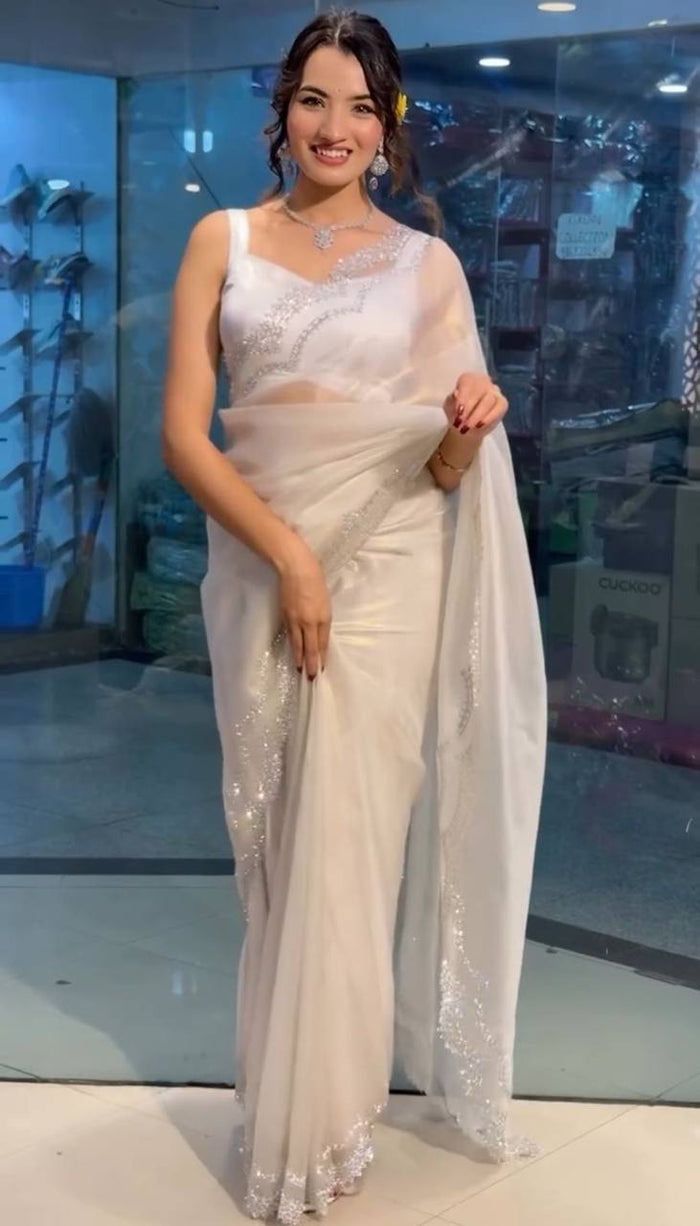 Women's Designer Party Wear Rich Tissue Tweel Net Saree