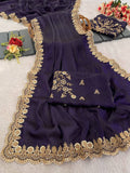 Beautiful Space Silk coding and double sequence Saree