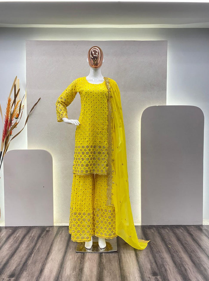 Fashion Cave  9mm SEQUANCE EMBROIDERY WORK AND WITH FULL SLEEVES SARARA
