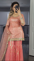Fashion Cave Full Stitched Heavy Faux Georgette Sarara Plazo