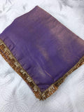 Lavish Lavender Color Fendi Silk With Embroidery Lace Broder and Blouse