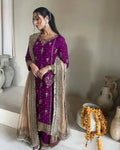 Beautiful Sequence Embroidery Fox Georgette Salwar Suit Ready To wear