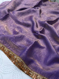 Lavish Lavender Color Fendi Silk With Embroidery Lace Broder and Blouse