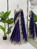 Beautiful Blue Color Rangoli Silk Fabric Saree