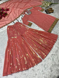 Fashion Cave Full Stitched Heavy Faux Georgette Sarara Plazo