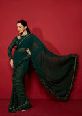 Opal Green Pre-Draped Frilled Design Saree