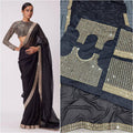 Black Heavy Original Mirror Rangoli Silk Saree