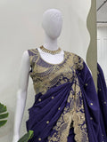 Beautiful Blue Color Rangoli Silk Fabric Saree