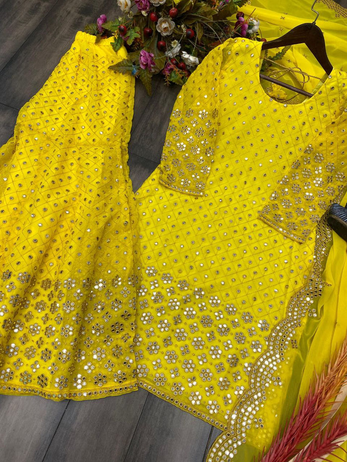 Fashion Cave  9mm SEQUANCE EMBROIDERY WORK AND WITH FULL SLEEVES SARARA