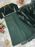 Opal Green Pre-Draped Frilled Design Saree