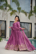 Tamato Color Chinon Silk Sequins Embroidered Gown Ready to Wear