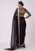 Black Heavy Original Mirror Rangoli Silk Saree