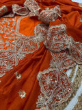 Beautiful Soft Blooming Vichitra Silk cording with Sequence Embroidery Saree