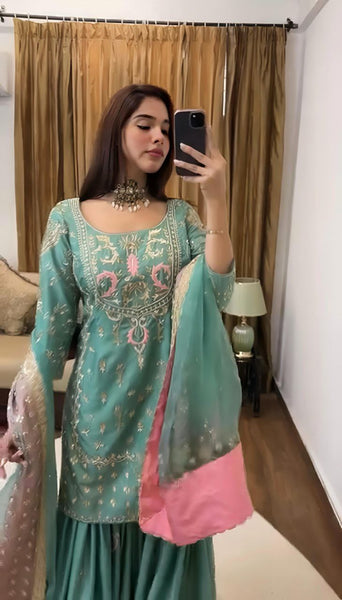 Fashion Cave FULLY STITCHED READY TO WEAR Designer Party Wear Look Top-Plazzo and Dupatta