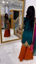 Fashion Cave  HEAVY GEORGETTE & CORDING SEQUENCE WORK  SHARARA SUIT