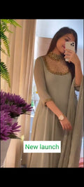 Fashion Cave  Gown with Moti work Dupatta Set for Woman and Girls.