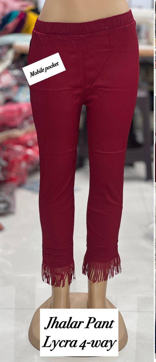 Cotton Lycra Women Jhalar Pants