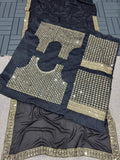 Black Heavy Original Mirror Rangoli Silk Saree