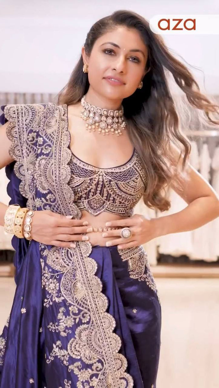 Beautiful Blue Color Rangoli Silk Fabric Saree