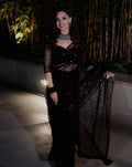 Beautiful Black Heavy Quality Butterfly Net Saree