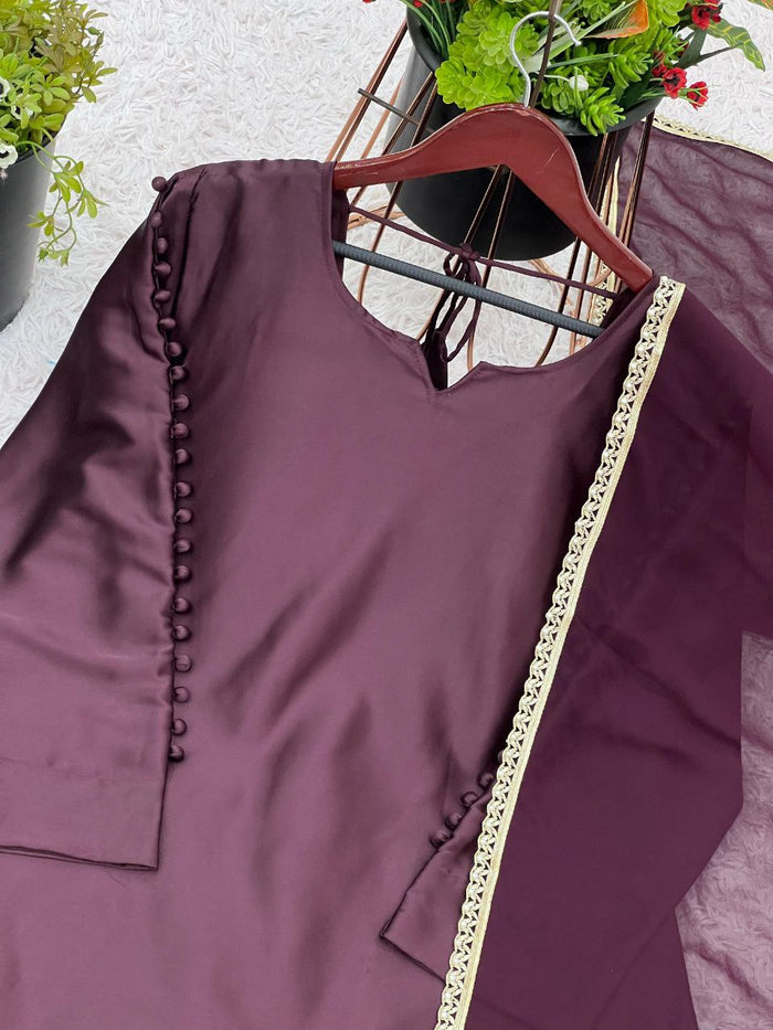FASHION CAVE  FULLY STITCHED READY TO WEAR Heavy Micro Cotton Japan Satin With Full Sleeve