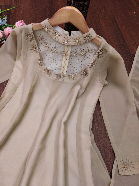 Fashion Cave  Gown with Moti work Dupatta Set for Woman and Girls.