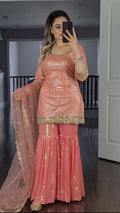 Fashion Cave Full Stitched Heavy Faux Georgette Sarara Plazo