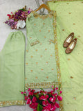 Zimmy-Chu Silk Top-Plazzo and Dupatta Set Fully Stitched  Ready To Wear