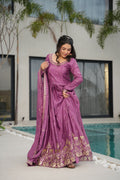 Tamato Color Chinon Silk Sequins Embroidered Gown Ready to Wear