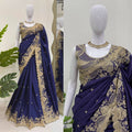 Beautiful Blue Color Rangoli Silk Fabric Saree