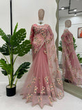 Beautiful Designer  Soft Net Febric with Thred Sequnce work Saree