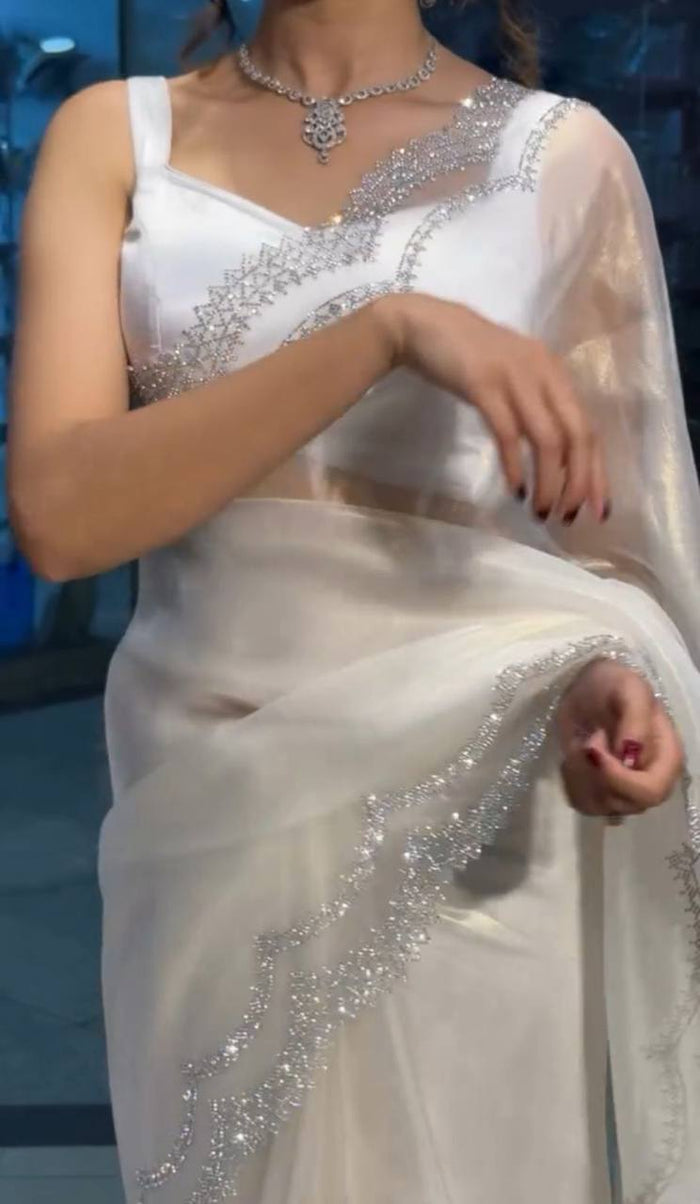 Women's Designer Party Wear Rich Tissue Tweel Net Saree